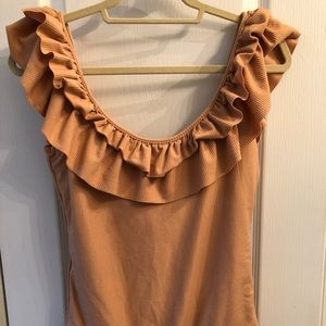 One piece ruffle ribbed suit KJ